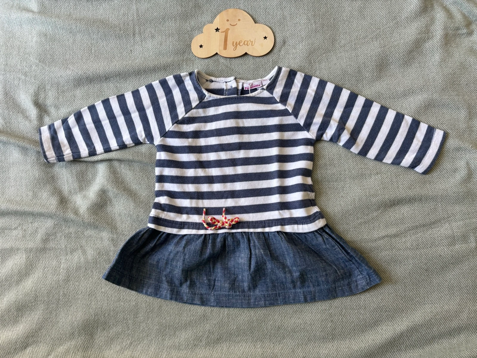159/ Robe rayée jupon Jean - Pommette - 12 mois